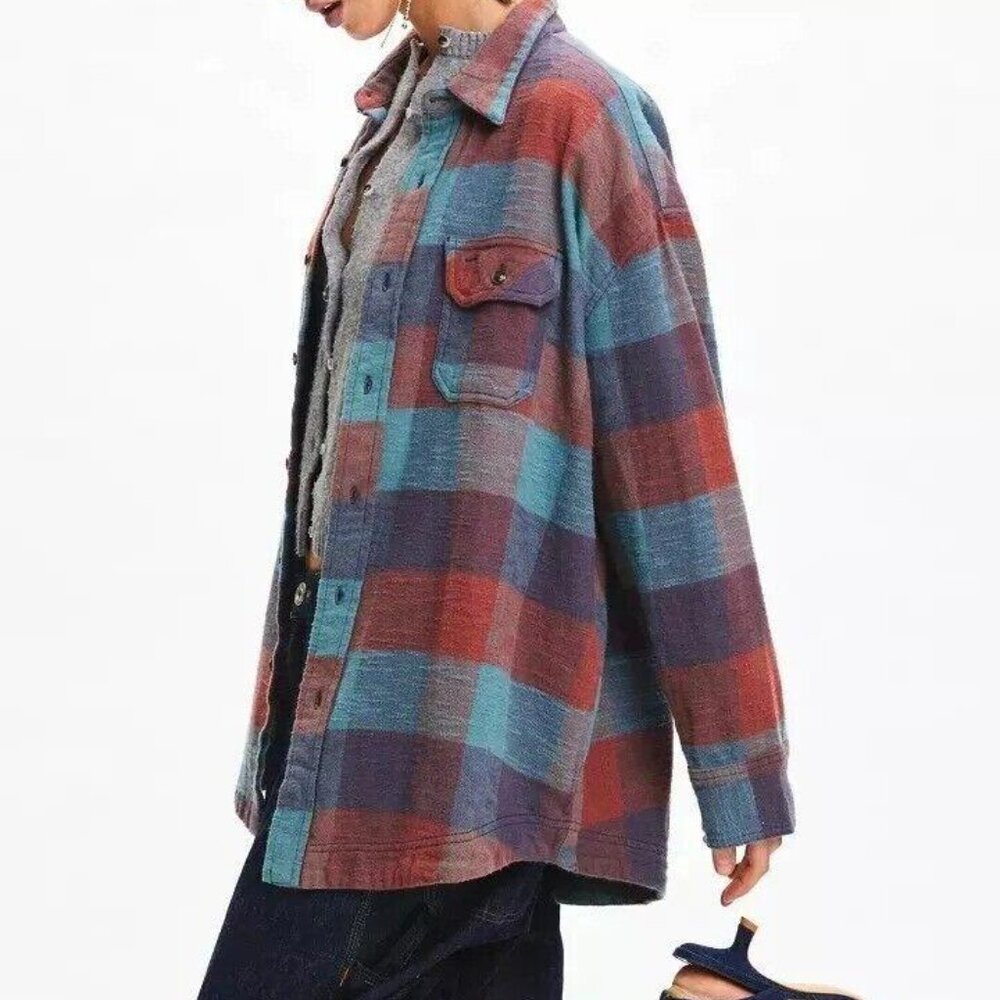 BDG Urban Outfitters Dani Oversized Flannel Shirt Tunic Top Cotton S New 275689
